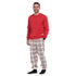Men Winter Pajama Set Red Sweatshirt + Red x Green Checkered Pants